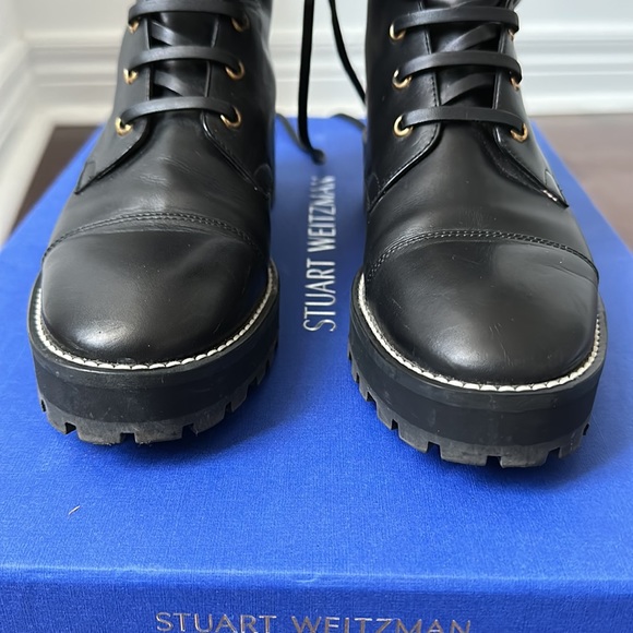 Stuart Weitzman Lexy Leather Combat Boots - Picture 14 of 16
